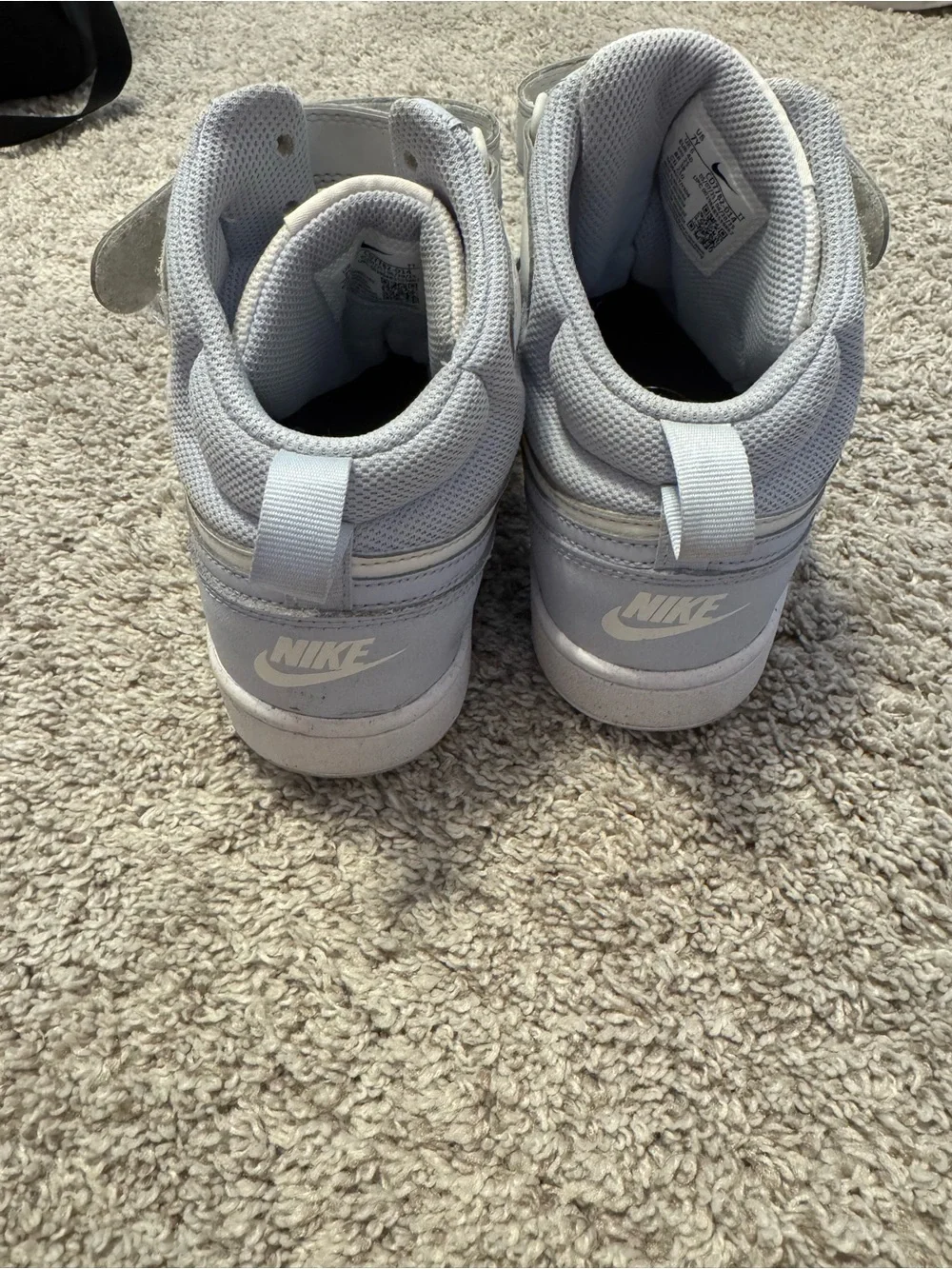 Nike Kids High-Top Sneakers in White and Light Blue
